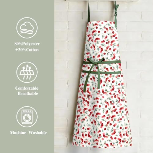 Women's Cherry Floral Print Vintage Kitchen Cooking Apron