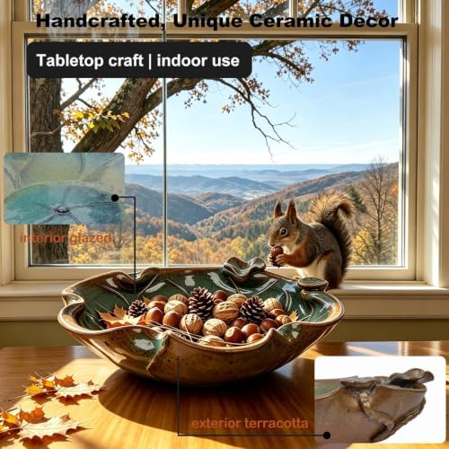 Ceramic Bird Bath and Feeder, Heavy Duty 12.5-In Ground Ceramic Birdbath