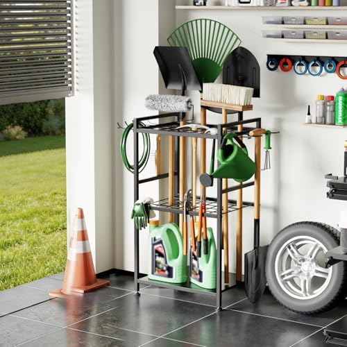 SPACECARE Garden Tool Organizer with Feet Up to 35 Long-Handled Tools Black
