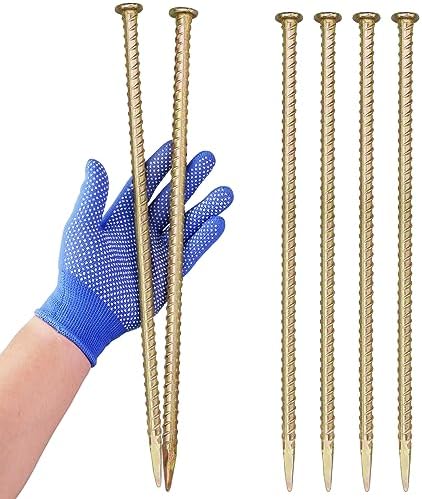 16 Inch Rebar Stakes - 1/2 Inch Diameter Galvanized Steel Ground Anchors - Heavy Duty Plant Support Garden Stake for Speed Bump, Wheel Stop, Tent (6 Pack)