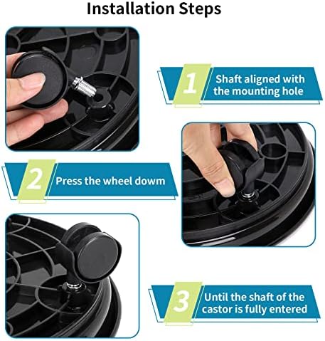 Skelang Plant Caddy, 11.8" Plant Stand, Round Plant Pallet Pot with Lock Wheels, Rolling Tray Planter Trolley Casters, Moving Plant Pot Saucer for Patio, Garden, Indoor, Pack of 3