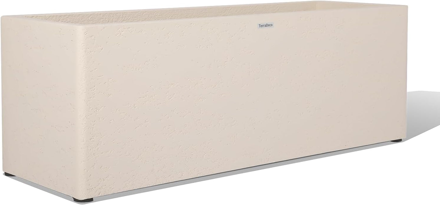 42 Inch Rectangular Concrete Planter（42Lx14Wx15H，58 Pounds）,Durable All-Weather Use with Drainage Holes,Large Rectangular Planter for Outdoor Indoor Plants