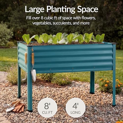 Best Choice Products 48x24x30in Galvanized Raised Garden Bed, Metal Elevated Planter Box, Vegetable Garden for Backyard, Patio, Balcony, 100% Non Toxic Materials - Peacock Blue