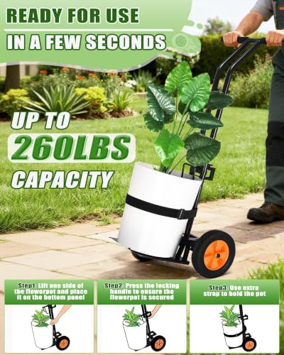 Plant Caddy with Wheels, 260LBS Capacity Rolling Plant Dolly Pot Mover