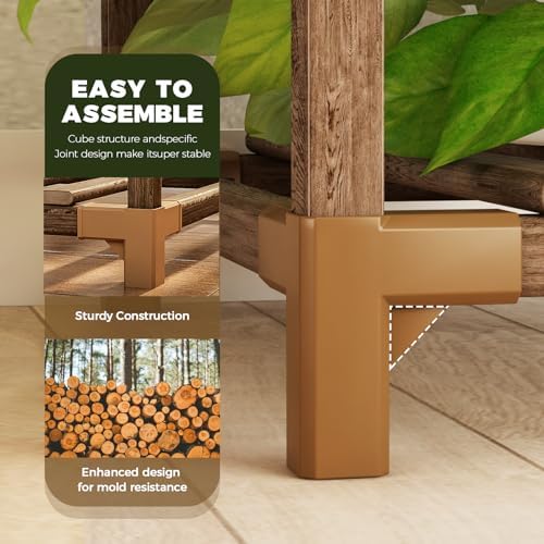 Bamworld 2 Sets Plant Stands Indoor Tall Shelves Outdoor for Multiple