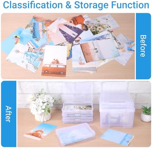 Photo Storage Box 4" x 6", Extra Large Transparent Plastic Photo Organizer Craft Keeper with 6 Inner Case for Cards, Pictures, Stamps, Stickers, Seeds, Office Supplies