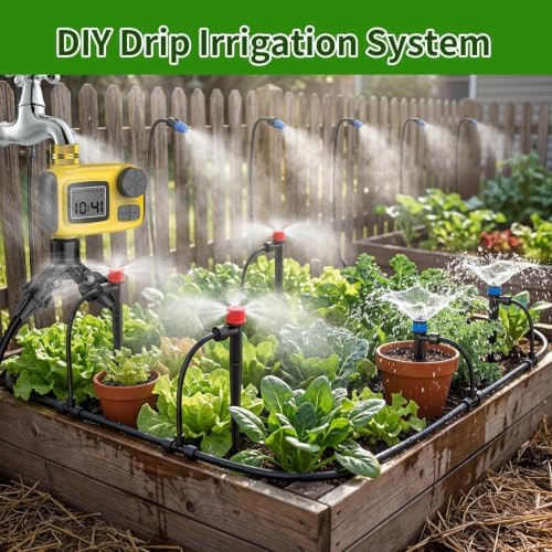 Drip Irrigation System, 165FT Garden Watering System with Water Timer