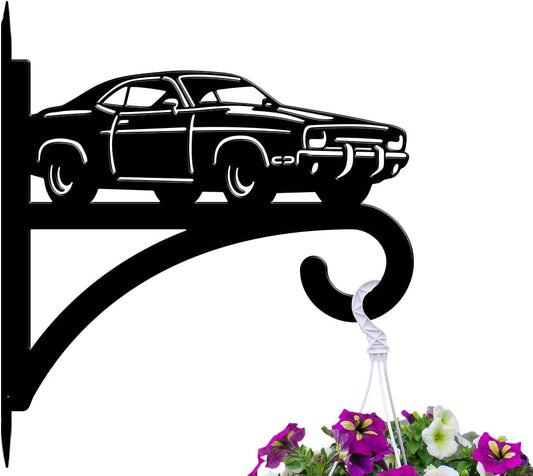 peacoblue Iron Plant Hangers Hooks for Outdoor Indoor Hanging Plants Flower Fern Pots Lantern Bird Feeder,11.8"x13.6" Weather Resistant Metal Wall Holder for Porch Garden Farmhouse(Retro Car)