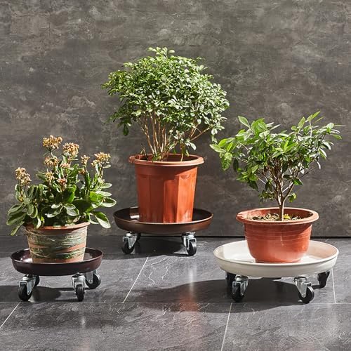 Rolling Plant Caddy Dolly with Wheels, 18" Heavy Duty Plant Stand on Casters for Planters, Wheeled Plant Roller Base for Indoor Outdoor Flower Pot, White, 1 Pack
