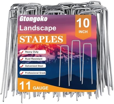 120 Pack Landscape Staples 10 Inch, 11 Gauge Heavy Duty Galvanized Sod Staples for Artificial Turf, Erosion Control, Weed Barrier Fabric, Ground Cover and Landscaping