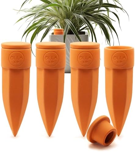 Terracotta Watering Spikes with Lids, Medium 4 Pack