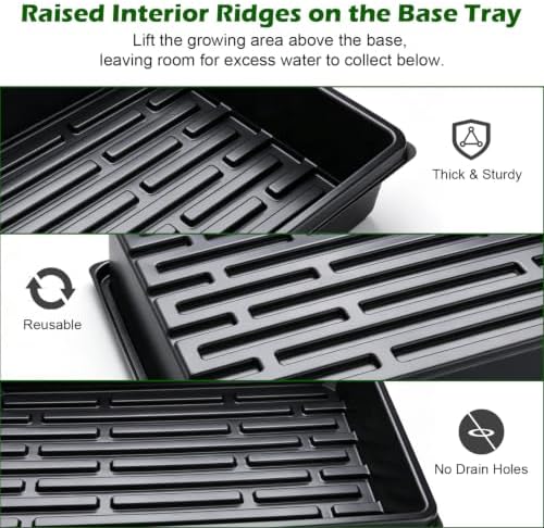 RooTrimmer 4 Pack Seed Trays with 5" Tall Domes, 4 x 12-Cell Insert per Set