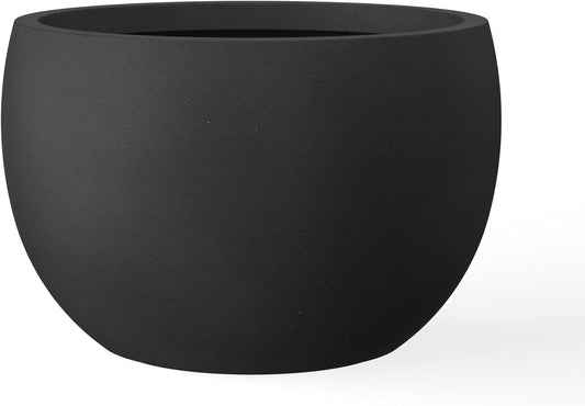 Kante 19.9" Dia Round Concrete Planter, Outdoor/Indoor Large Bowl Plant Pots with Drainage Hole and Rubber Plug for Garden Patio Balcony Home, Black