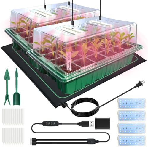 Seed Starter Trays with Grow Lights and Heat Mat, 2 Pack for Seed Starting