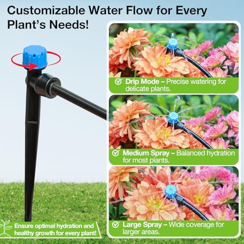 MIXC 20Pcs Drip Irrigation Emitters, Quick Push-to-Fit Connect Drip Stream
