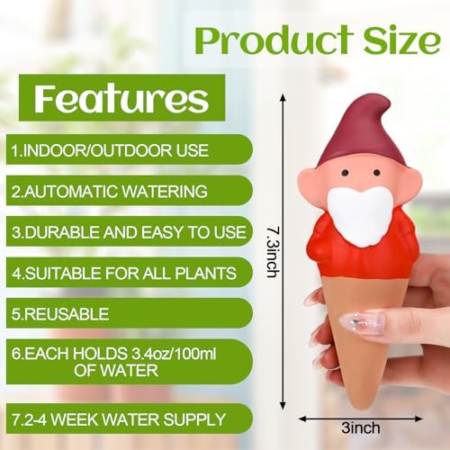 Teenyyou 7 Pcs Terracotta Watering Spikes, Gnome Plant Self-Watering Globes