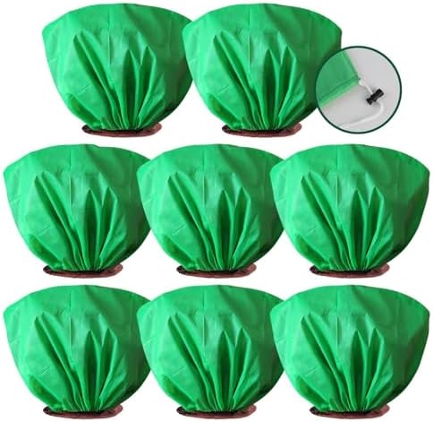 8 Pcs Plant Covers Frost Protection Bag 39.3"X19.6" Winter Reusable Plants Jacket with Drawstring Shrub Protection Wraps Bags Frost Blanket for Winter Outdoor Garden Plants