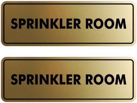 Signs ByLITA Standard Sprinkler Room Sign (Brushed Gold) - Large 2 Pack