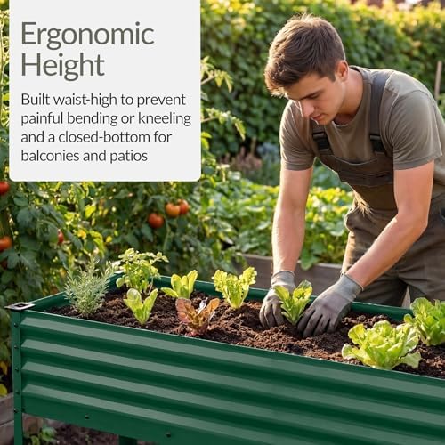 Best Choice Products 48x24x30in Galvanized Raised Garden Bed, Metal Elevated Planter Box, Vegetable Garden for Backyard, Patio, Balcony, 100% Non Toxic Materials - Dark Green