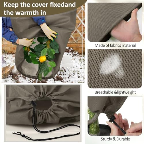 6 Pack Winter Plant Covers Freeze Protection, Brown