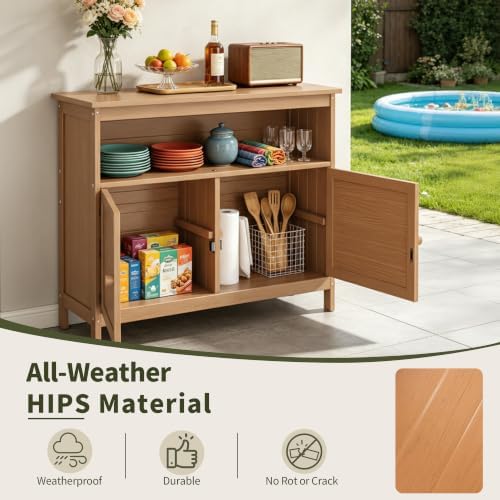 Outdoor Storage Cabinet, HIPS Potting Bench Table, Patio Sideboard