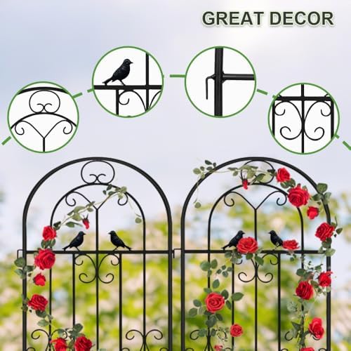 2 Pack Metal Garden Trellis for Climbing Plants Outdoor, Black Trellis