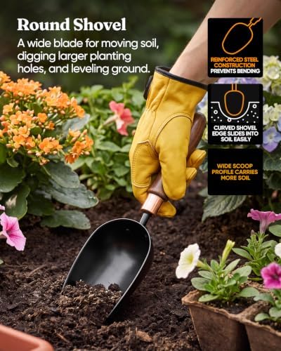 6-Piece Gardening Tool Set, Heavy-Duty Carbon Steel Head
