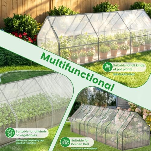 Mini Greenhouses for Outdoors Portable Greenhouse Tent 106"x36"x36" Zippered Doors & Roll-up Windows, Water Resistant, UV Protected for Outdoor Flowers, Vegetables, Green