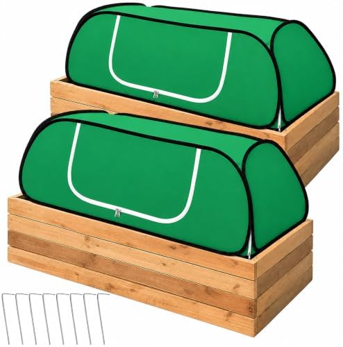 2Pc Pop Up Winter Garden Rows Plant Cover,Raised Bed Freeze Plant Protector
