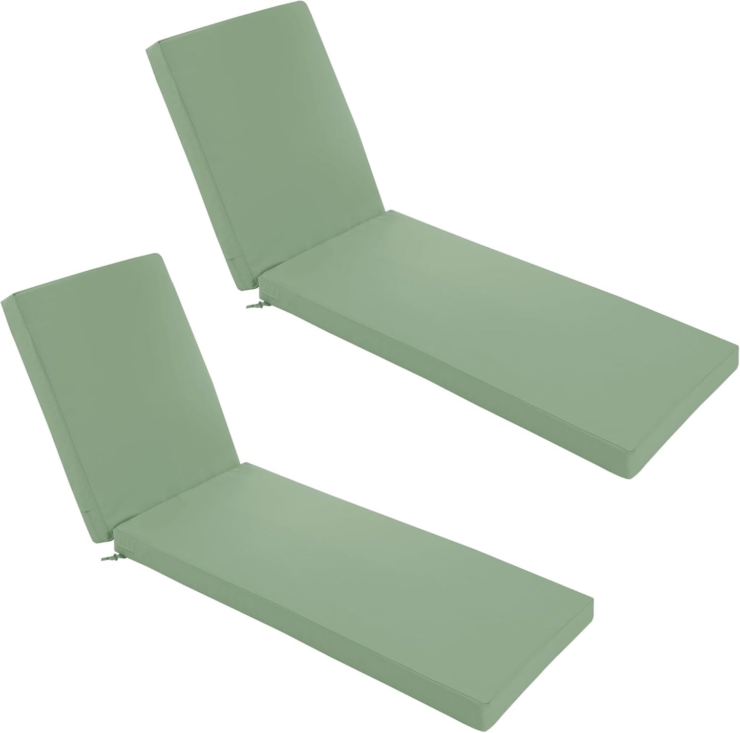 Chaise Lounge Cushions Outdoor Set of 2 - Waterproof and Fade Resistant Sun Lounger Replacement Cushions - Patio Lounger Pads with Removable Cover for Pool, Deck, 80 x 26 x 3 Inch, Sage Green