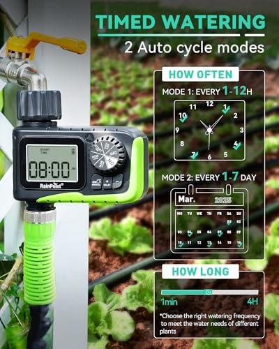 RAINPOINT Sprinkler Timer, Water Timer for Garden Hose, Garden Hose Timers for Watering, Irrigation with Manual Watering/Rain Delay for Outdoor Lawn & Yard