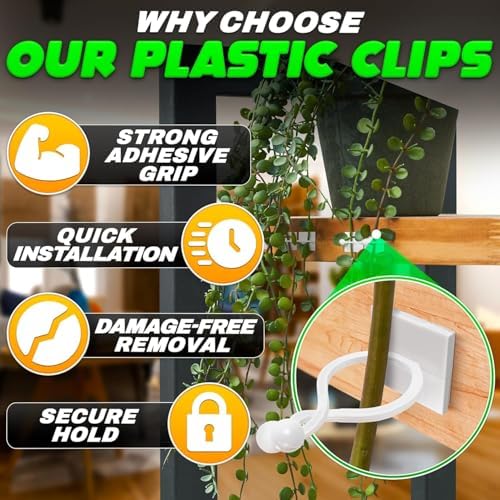 100Pcs Climbing Plant Wall Clips for Vines, Flexible Plastic (White)