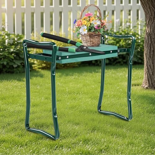 2-in-1 Garden Kneeler & Seat, 10.24" Wider Heavy Duty Thick Gardening Bench for Kneeling and Seat - Multifunctional Kneeler Bench, Gardening Gifts for Women, Seniors Grandparents, Green