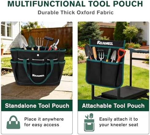 Garden Kneeler and Seat - Extra Wide Thick EVA Pad, Heavy Duty Foldable Garden Bench Holds 350lbs, 2-in-1 Gardening Stool with Detachable Tool Bags, Gardening Gifts for Women, Men & Seniors