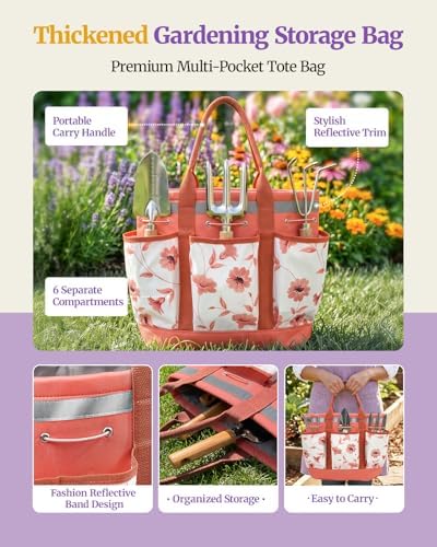 10Pcs Garden Tool Set, Rust-Proof Stainless Steel, Ash Wood Handles, Pink