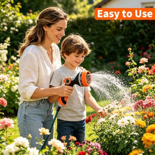 Garden Hose Nozzle with Adjustable 10 Spray Patterns Thumb Control