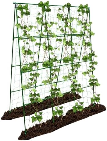 Large A-Frame Garden Trellis for Tomatoes, Cucumbers & Heavy Climbing Plants - Rust-Resistant, Heavy-Duty Steel, Perfect for Outdoor Gardens & Vertical Gardening(47" W x 63" H)