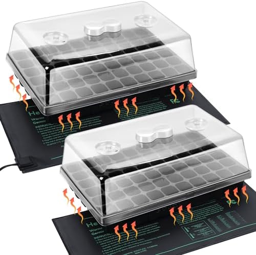 SOLIGT 2 Set 60-Cell Seed Starter Kit with Domes, Cell Trays and Heat Mats