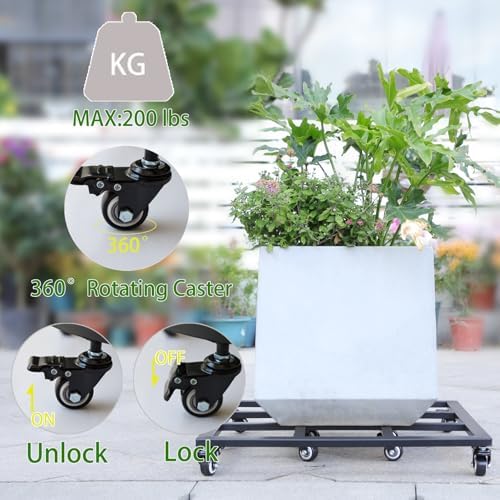 22 Inch Plant Coasters with 360° Swivel Wheels - Planter Dolly