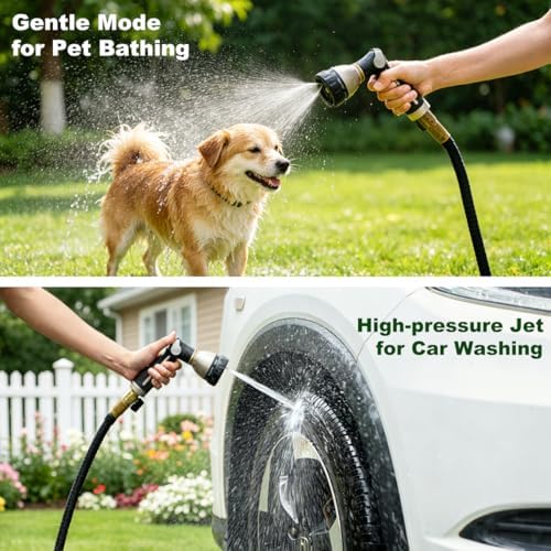 FANHAO Metal Thumb Control Garden Hose Nozzle Heavy Duty, 8 Spray Patterns