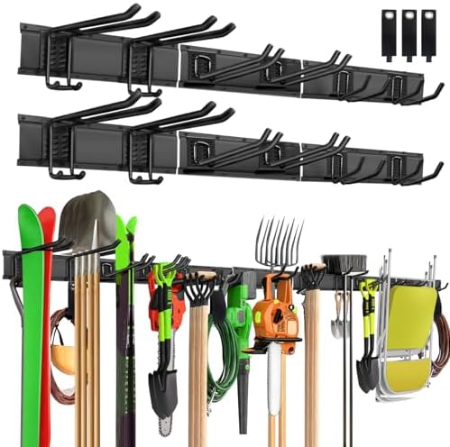 Garage Wall Organizer, 96 in Garden Tool Organizer with 12 Adjustable Hooks