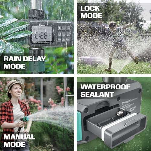 Water Timer for Hose - Automatic Sprinkler Timer with Heavy Duty Threads - 3/4-Inch Inlet and Outlet Swivel Connection - Water Timer for Garden Hose with Rain Delay Options - Green