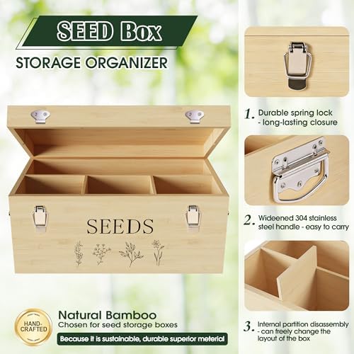 Large Seed Storage Organizer, Great Gifts Gardening Kit (Wood)