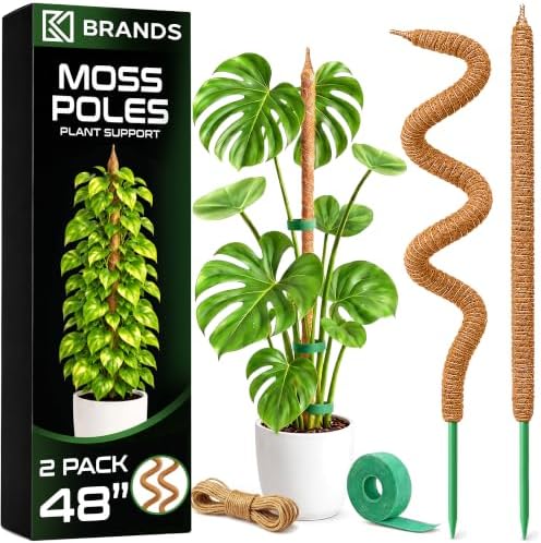 2 Pack 48'' Moss Pole Monstera Plant Support for Climbing Indoor Plants
