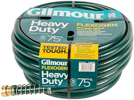 Gilmour 864751-1001 75ft Heavy Duty Flexogen Garden Hose, 5/8" Diameter