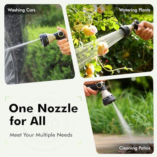 RESTMO Water Hose Nozzle Heavy Duty, Adjustable Hose Sprayer Thumb Control