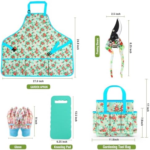 WANCHI Garden Tool Set Gift for Mom,Gardening Kit Apron,Glove,Bag for Women