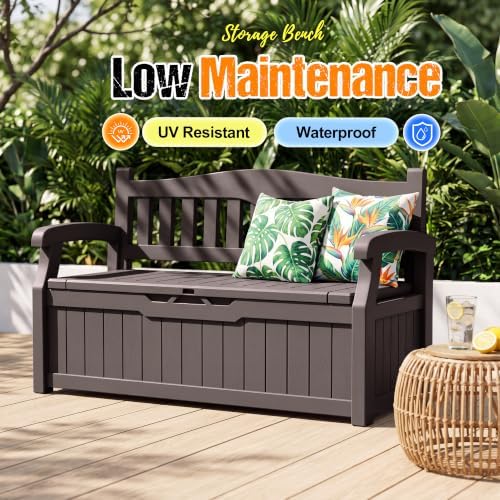 Flamaker 80 Gallon Storage Bench, Deck Box with Seat Waterproof All-Weather
