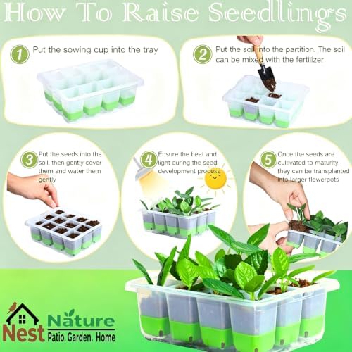 NestNature Silicone Seed Starter Tray , 5-Pack 60 Cells, Root-Safe