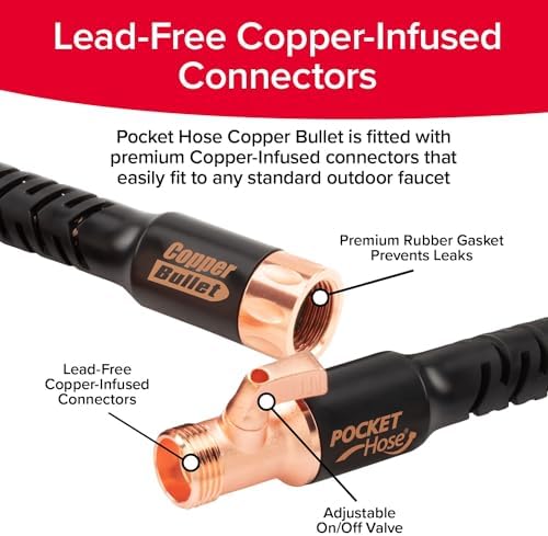 Pocket Hose Copper Bullet 25 FT Expandable Garden Hose, 10-Pattern Nozzle